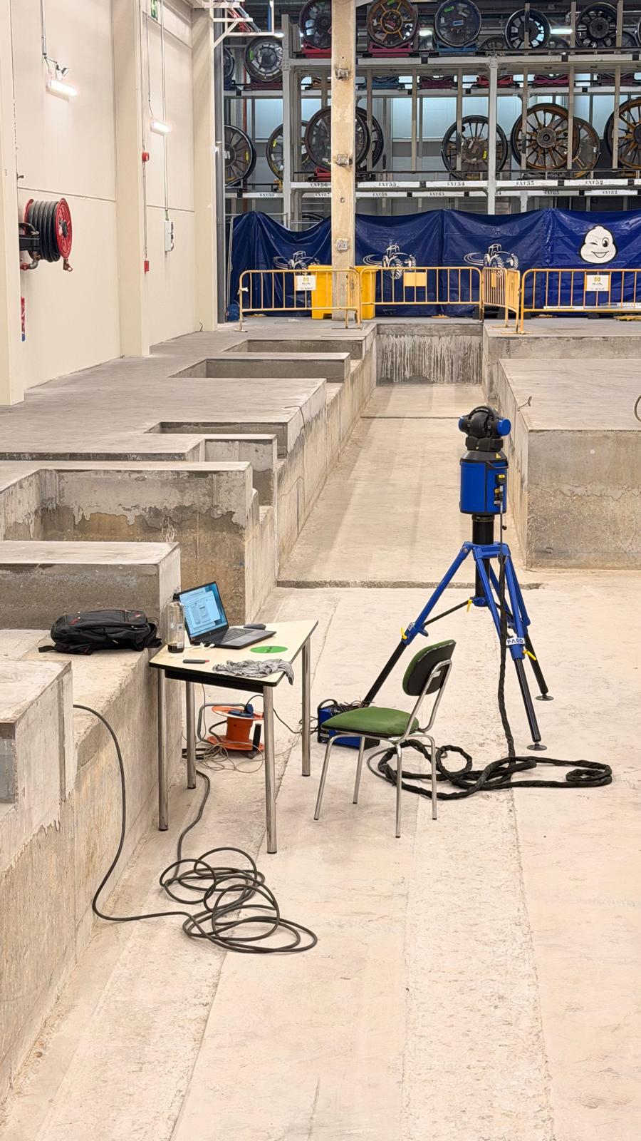 Inspection 3D laser scanning setup on Michelin Valladolid site