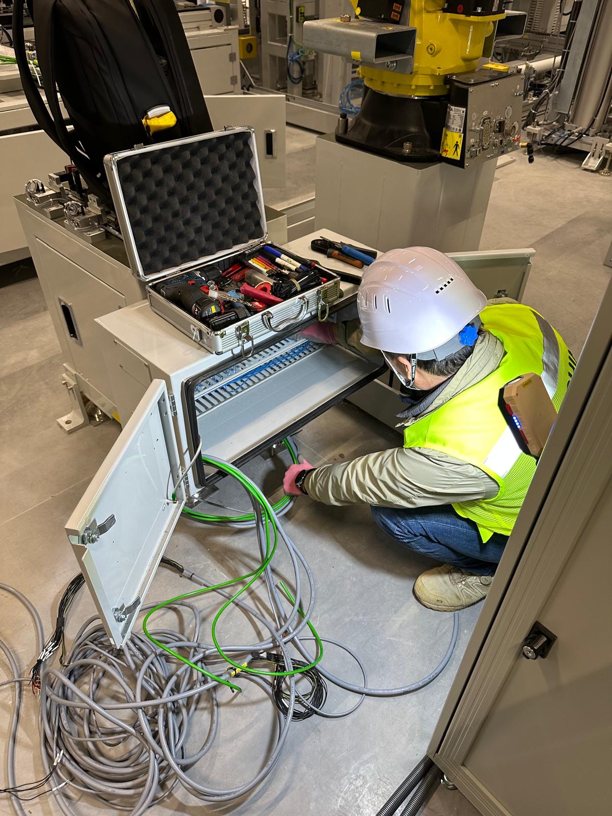 Electrical cabinet work during industrial installation project